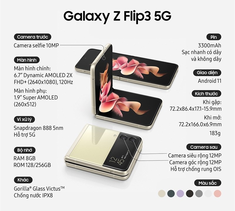 Samsung Galaxy Z Flip3 5G LikeNew Chính Hãng - 128GB - Xanh Lá